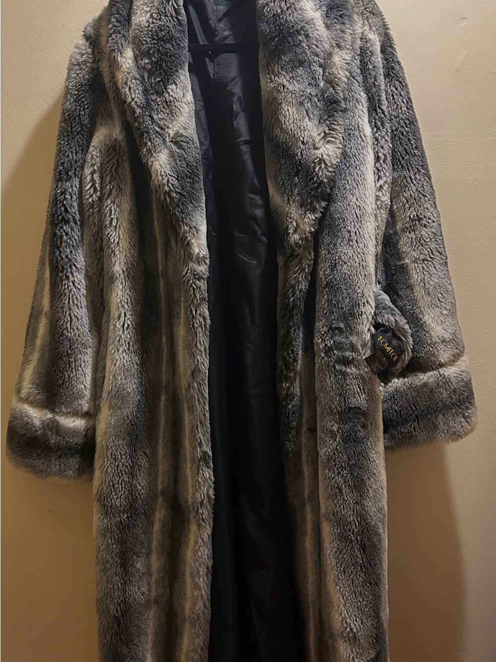 Komarov Gray and Black Faux Fur Long Coat - Picture 5 of 5